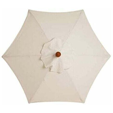 Housse de Rechange pour Parasol à 6 Baleines - 3 m - Imperméable - Anti-Ultraviolet - Blanc