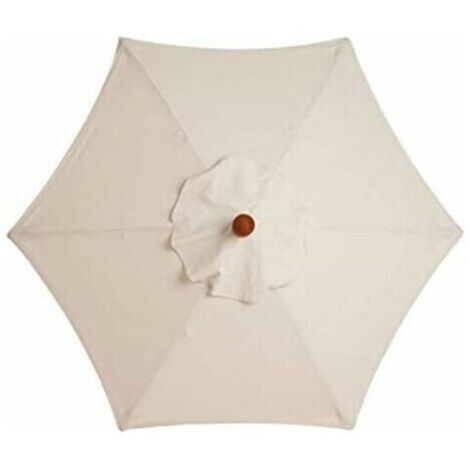 Housse de Rechange pour Parasol à 6 Baleines  - 3 m - Imperméable - Anti-Ultraviolet - Blanc