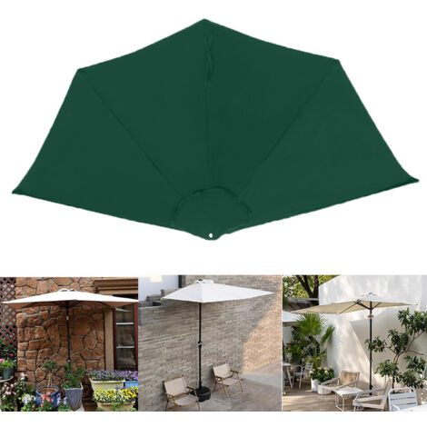 Housse de rechange pour parasol de 2,7 m, protection contre le soleil et la pluie, imperméable pour parasol-convient pour parasol demi-lune extérieur