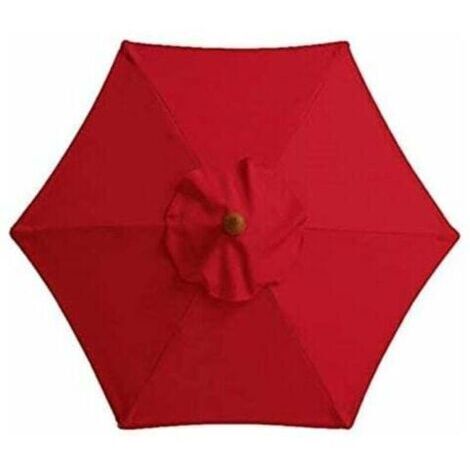 Housse de rechange pour parasol de 3m avec 6 nervures et aérations, parasol à mât décalé - Tissu polyester résistant à l'eau et aux UV (rouge)