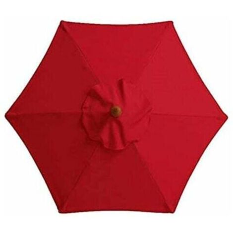 Housse de rechange pour parasol de 3m avec 6 nervures et aérations, parasol à mât décalé - Tissu polyester résistant à l'eau et aux UV (rouge)