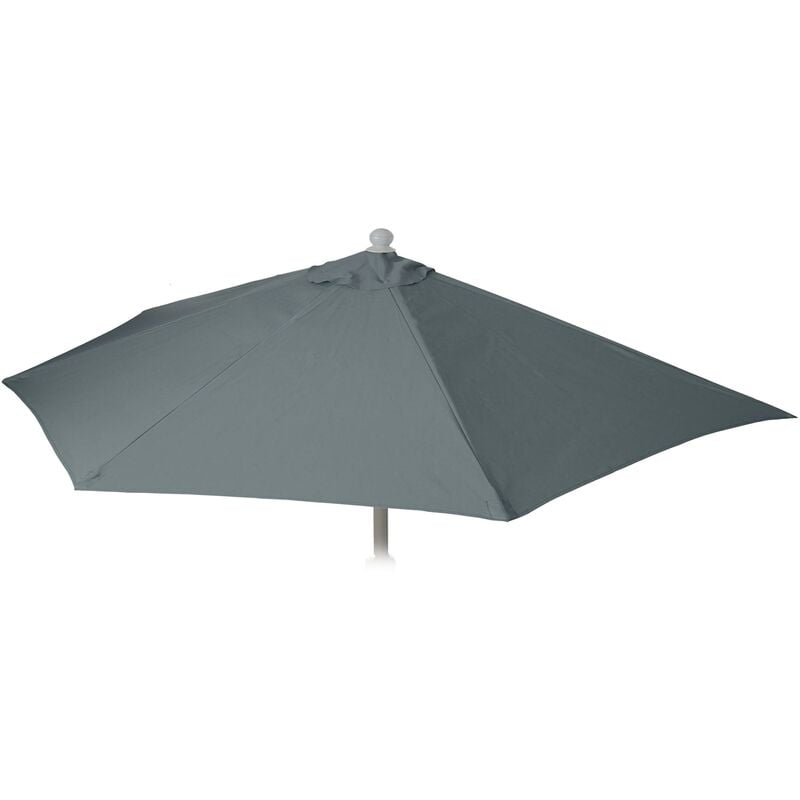 HHG - Toile de rechange pour parasol demi-rond Parla, Toile de rechange pour parasol, 300cm tissu/textile uv 50+ 3kg anthracite - black