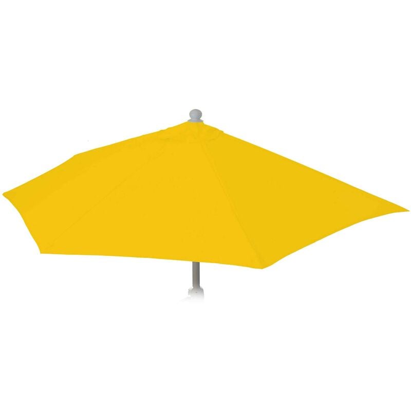 HHG - Toile de rechange pour parasol demi-rond Parla, Toile de rechange pour parasol, 270cm tissu/textile uv 50+ 3kg, jaune