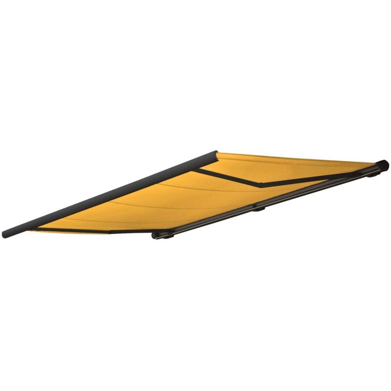 Jamais utilisé] Toile de rechange pour store T123, cassette complète Toile de rechange protection solaire 4,5x3m, Polyester jaune