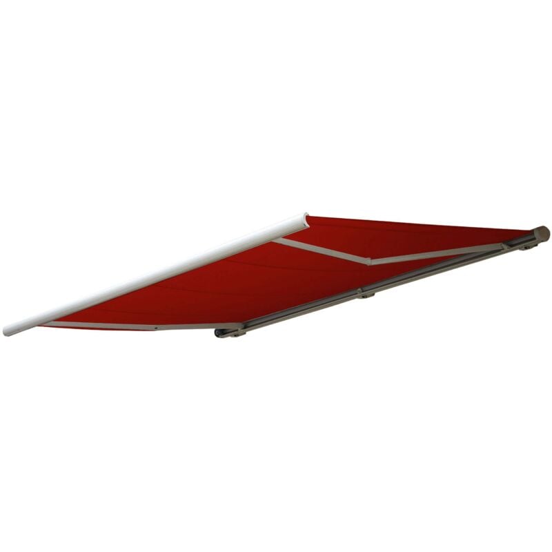 Jamais utilisé] Toile de rechange pour store T124, cassette complète Toile de rechange protection solaire 5x3m, Polyester bordeaux-rouge