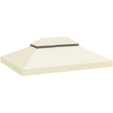 Housse de rechange pour tonnelle de jardin 3 x 4 m, double toit imperméable 370g/m², protection pluie, UPF30+, pour jardin, fête, terrasse, blanc crème