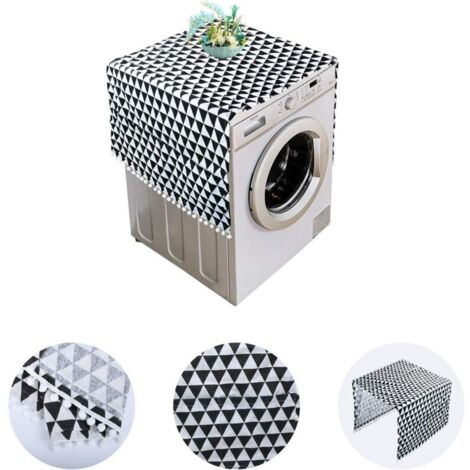 Housse de Réfrigérateur,Housse de Machine à Laver,Protege Machine a Laver,Couvercle Anti-poussière pour Machine à Laver avec Poches de Rangement 130x55CM(Triangle noir)-