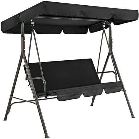 Housse de Remplacement pour Balançoire Extérieure,Toit de Rechange pour Balancelle de Jardin 210D Oxford Imperméable Anti-UV Couverture de Remplacement pour Balançoire(Black,19512515cm)