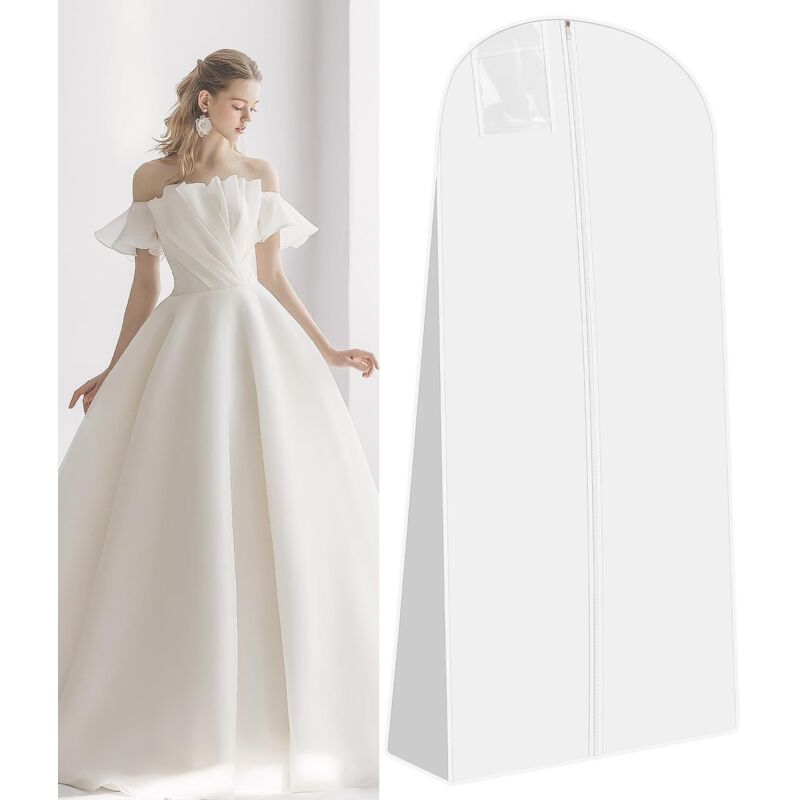 Housse de robe de mariée 183x60x30 cm, respirante et anti poussière, idéale pour protéger les robes de soirée et costumes de danse.
