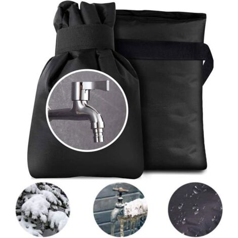 Housse de robinet antigel en coton noir - 18x15 cm - Lot de 2