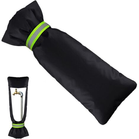 Housse de Robinet, Couvercle Robinet, Protège Robinet pour l Hiver, Protection Robinet Exterieur Gel Noir, avec Bandes Réflé