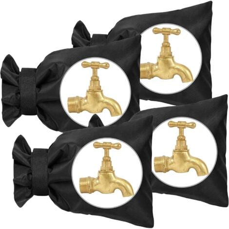 Housse de Robinet pour L'extérieur, 4pcs Couvercle Antigel pour Robinet, Housse de Robinet de Jardin Imperméable, pour la Protection Contre Le Gel en Hiver, 20cm x 15cm (Noir)
