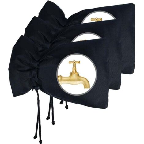 Housse de Robinet pour L'extérieur, Housse de Robinet Cosy pour la Protection Contre Le Gel en Hiver, Housse de Robinet de Jardin Imperméable, 22cm x 18cm (3 noir)