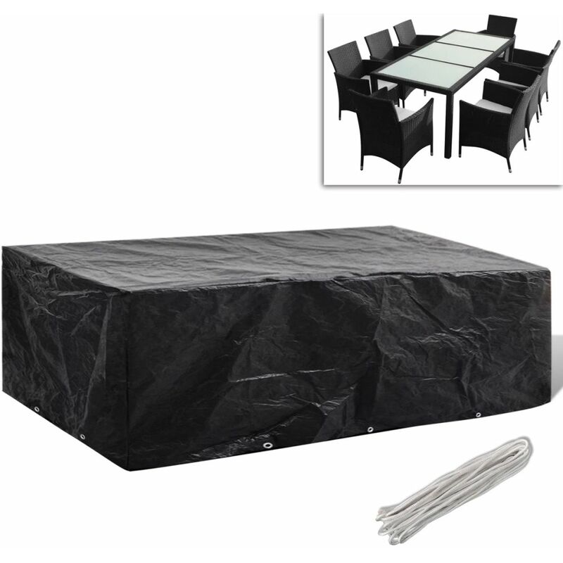 Ilovemono - Housse de salon de jardin Résine tressée 10œillets 300x140cm