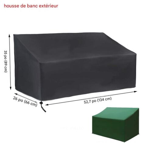 Housse de salon de jardin - Tissu Oxford 210D enduit PU argenté - Imperméable anti-soleil - Noir - 2 places - 134x66x89cm
