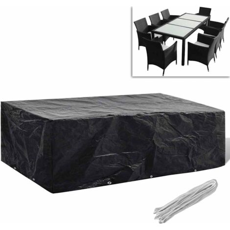 Housse de salon de jardin,Housse Table et Chaise de Jardin de Protection 8 œillets 300 x 140 x 90 cm -YZ923309
