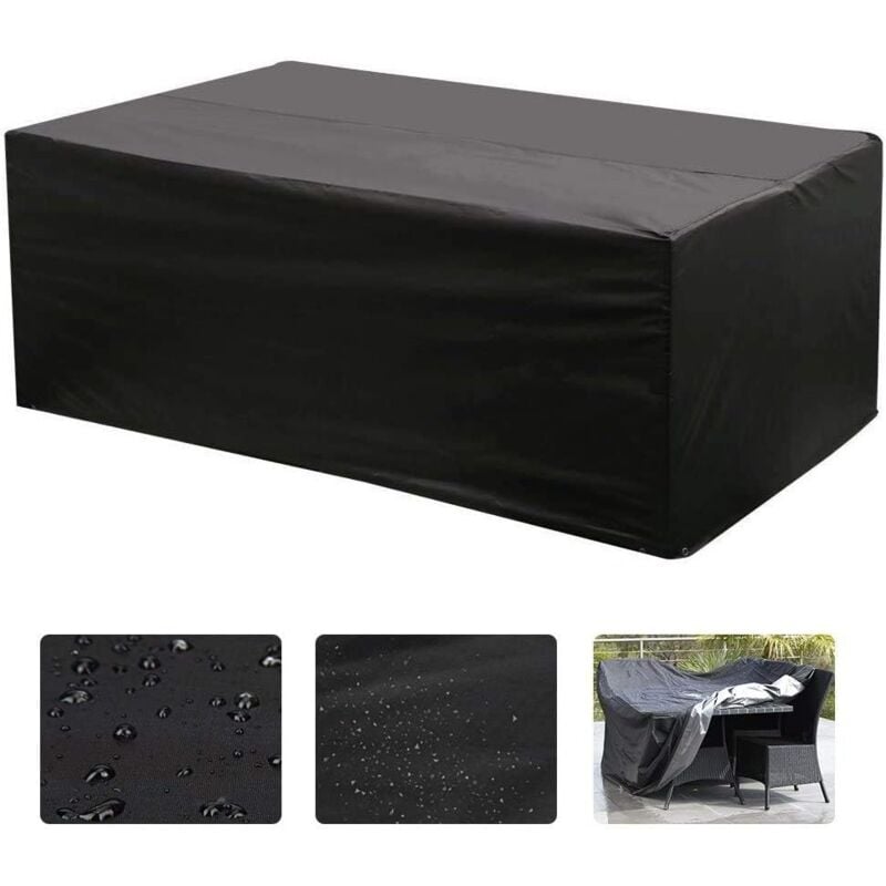 Housse de Salon Table Rectangulaire Oxford pour Meubles de Jardin uv Protection (Noir)-21513575CM