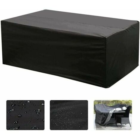 Housse de Salon Table Rectangulaire Oxford pour Meubles de Jardin UV Protection (Noir)-242162100cm