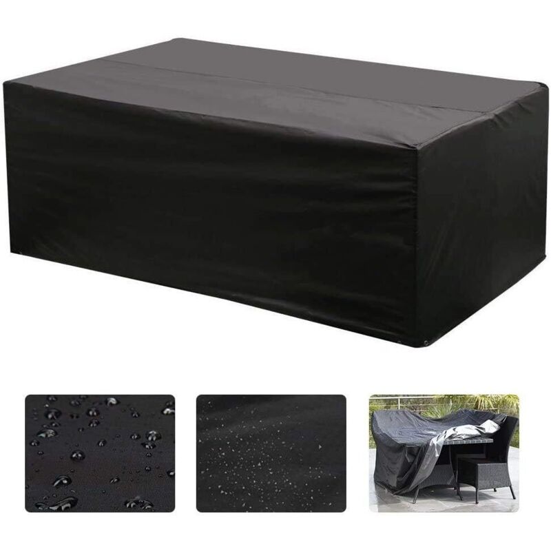 Housse De Salon Table Rectangulaire Oxford Pour Meubles De Jardin Uv Protection (Noir)-210x140x80cm - Aiducho