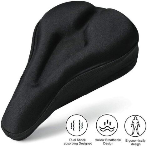 Housse de selle de vélo en gel confortable et ergonomique, antidérapante, imperméable et réglable.