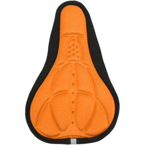 Housse de selle de vélo respirante et durable, coussin de selle en mousse confortable avec design concavo-convexe, installation facile, couleur orange.