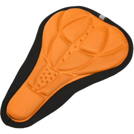 Housse de selle de vélo respirante et imperméable, coussin confortable en gel avec surface antidérapante, facile à installer, couleur orange vif.