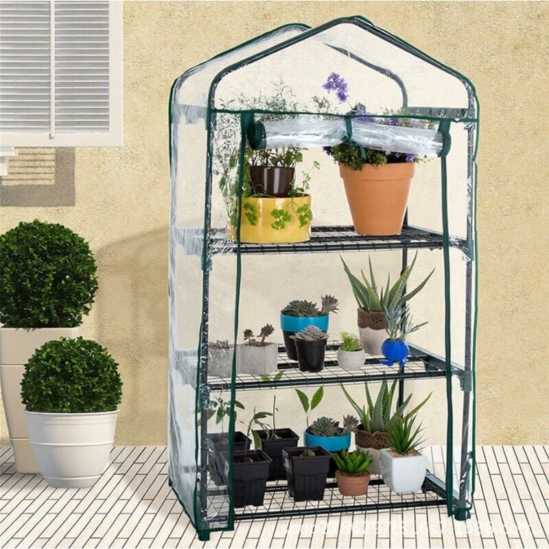 SNQ - Housse de serre à 3 étages en pvc - Housse de rechange pour mini serre de jardin pour intérieur ou extérieur (support en fer non inclus)