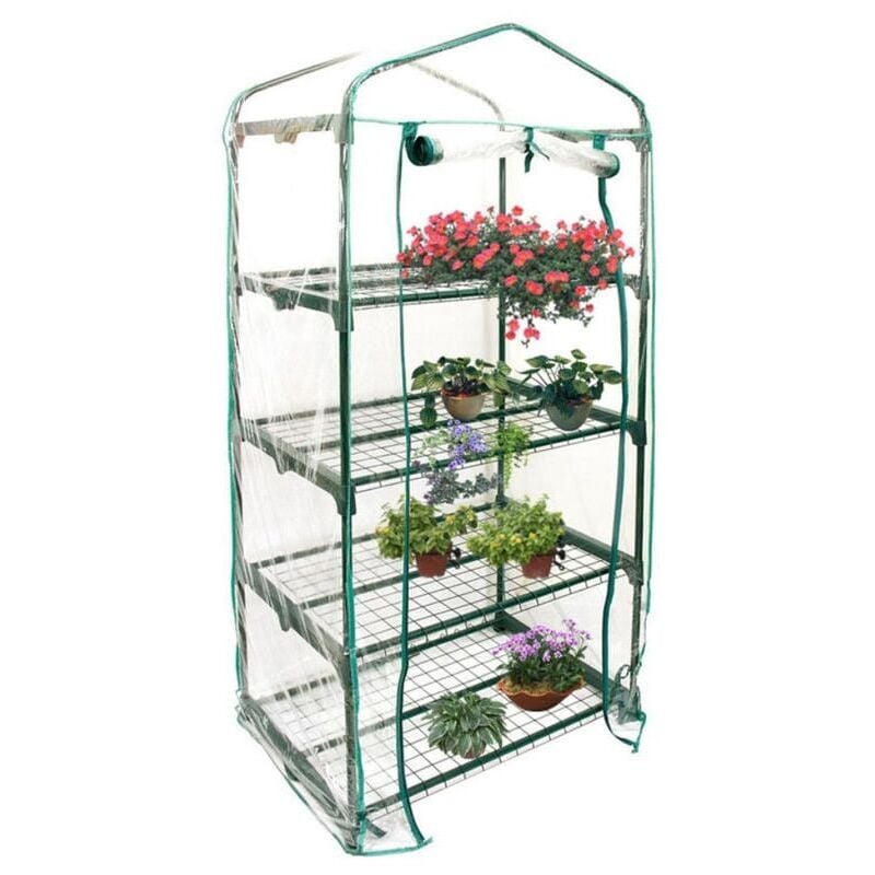 SNQ - Housse de serre à 4 étages en pvc - Housse de rechange pour mini serre de jardin pour intérieur ou extérieur (support en fer non inclus)