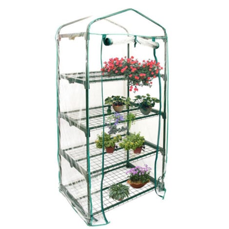 GALOZZOIT Housse de serre à 4 étages en PVC - Housse de rechange pour mini serre de jardin pour intérieur ou extérieur (support en fer non inclus)