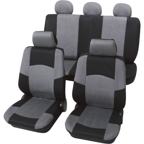 Housse de siège 17 pièces Petex 24274918 polyester noir, gris siège conducteur, siège passager, siège arrière