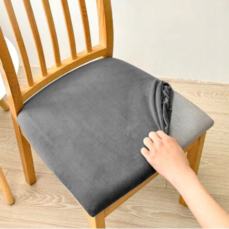 HOUSSE DE SIÈGE 40x40cm VELOURS ÉLASTIQUE GRIS [26L]