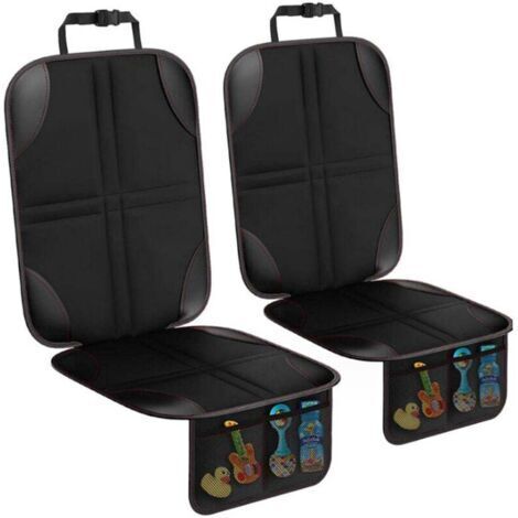 Housse de siège auto enfant imperméable et antidérapante avec 2 poches de rangement, adaptée aux SUV, berlines et coffres, en cuir et tissu.