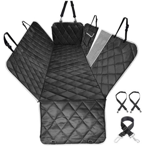Housse de siège auto pour chien, housse de siège arrière avec fenêtre de visualisation, housse de siège imperméable pour voiture et SUV, motif à carreaux football (147 x 137 cm), noir 1