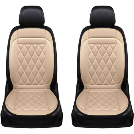 Housse de siège chauffante pour l'hiver, coussin chauffant rapide en tissu premium, 2 modes de réglage, coussin chauffant pour voiture, imitation cachemire, universel 12V（siège simple）