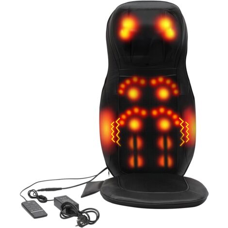 Housse de siège de massage Shiatsu pour le corps entier Tapis de massage électrique pour le cou et le dos (Noir)