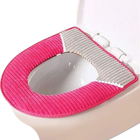 Finebo Housse de Cuvette Chaude Fond Couverture Siège de Toilettes Luxe Abattant WC Coussin Abattant Réservoir Rose Petite Fleur 