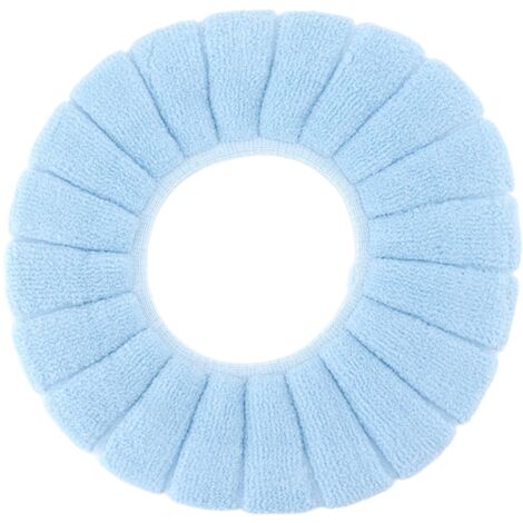 Housse de siège de toilette chaude, douce, confortable, lavable, réutilisable, antidérapante, bleue.