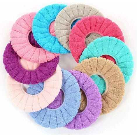 Housse de Siège de Toilette Coussin Chaud Couverture Extensible Lavable Protection Couvercle pour abattant WC Taille Universelle 2pcs