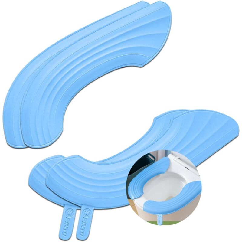 Housse de siège de toilette, coussin de toilette allongé en U, lavable ou portable (bleu, lot de 2)
