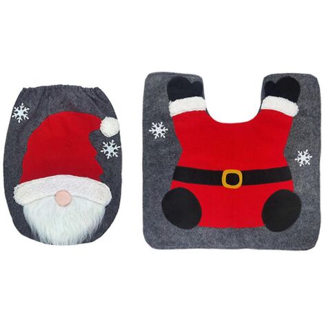 Housse de siège de toilette en forme de gnome de Noël, décoration mignonne pour les fêtes de fin d'année
