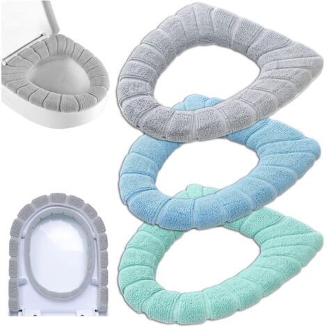 Housse De Siège De Toilette - Lot De 3 - Acrylique Extensible - Douce Et Chaude - Pour Cuvette Ronde Ou Allongée - Couleurs Aléatoires