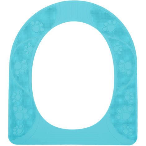 Housse de siège de toilette universelle quatre saisons en silicone lavable et antidérapante, bleu ciel