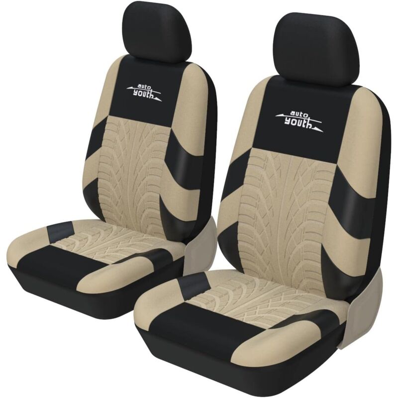 Housse de siège de voiture pour voitures, camions, SUV, fourgonnettes, compatible avec airbag, housse intérieure de voiture, beige