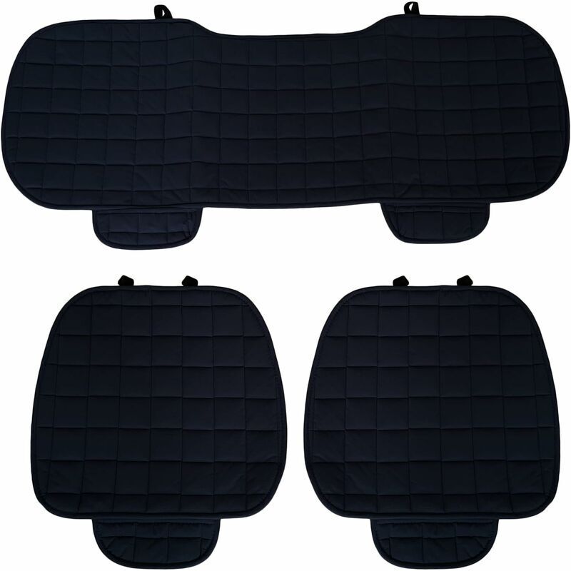Housse de siège de Voiture Universelle 3 pièces, Protection de siège 2 Avant et 1 arrière, Noir Froid, Protection Confort du Coussin intérieur de