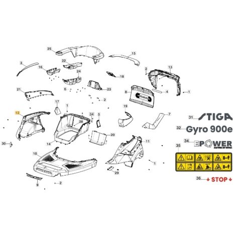Housse de siège droite pour tracteur modèles GYRO900e ORIGINAL STIGA 337110413/0