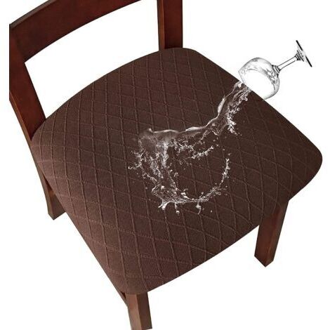 Housse de siège extensible imperméable marron foncé 4 pièces en treillis diamant, boucle 45509 cm, adaptée aux chaises de restaurant