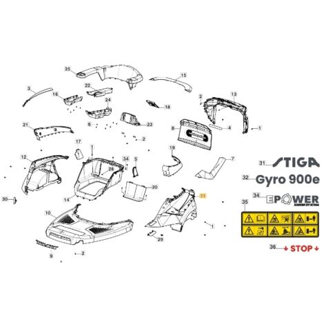 Housse de siège gauche pour tracteur de pelouse ORIGINAL STIGA 337110414/0