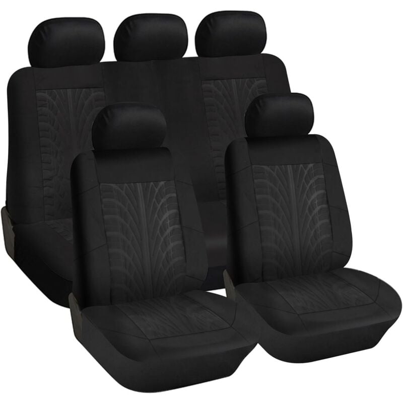 Aougo - Housse de Siege Voiture Universel Housse de Protection Siège Voiture -Ensemble de Housses Siège Avant et Arrière Noir