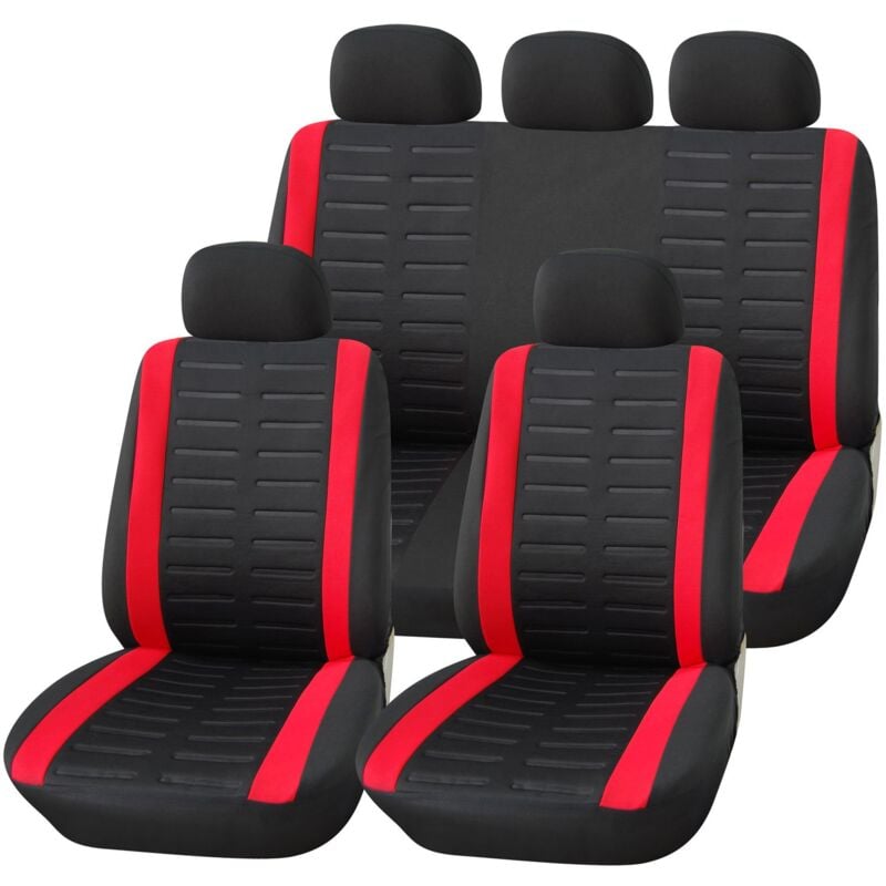 Housse de Siege Voiture Universelle Noir Rouge Ensemble de Housses Siège Auto Universel Couvre Sieges pour Avant et Arrière Accessoires Interieur