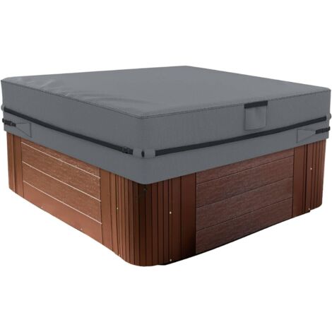 Housse de spa ronde 87in de diamètre, Étanche, Couverture de protection extérieure, Gris